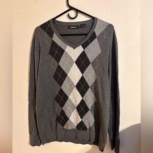 Claiborne Men's Black Gray Argyle Sweater Size Lg